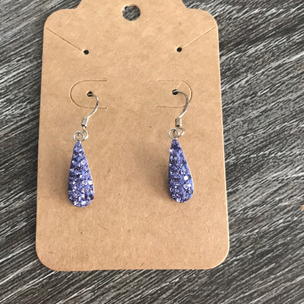 Purple rhinestone drop earrings